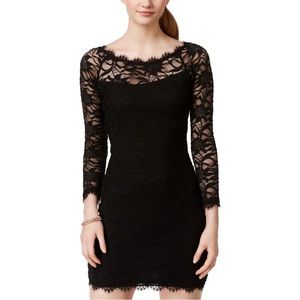 Jump Apparel Lace Long Sleeve Sleeveless Distressed Party Dress